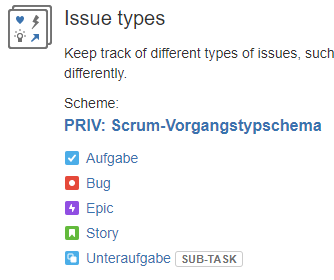 Jira issue types in project settings