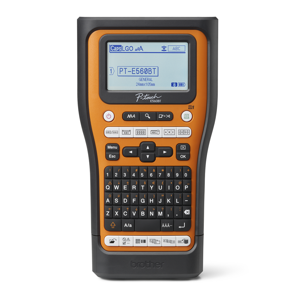 Brother PT-E560BT – the orange handheld label printer with QWERTY keyboard